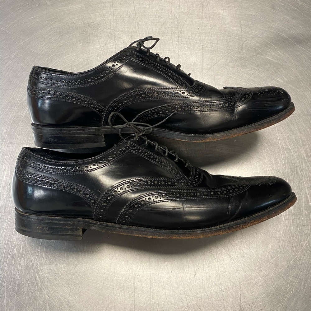 Vintage FLorsheim Lexington Wingtip Oxford Classic Black Leather Shoes Men Sz 11